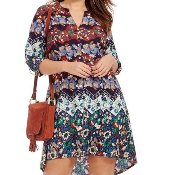 RAGA Dresses & Skirts - 💘 RAGA Guru Tunic Dress Boho Floral Print Tab Sleeve